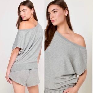 NWT Spiritual Gangster La Vida Off-Shoulder Workout Top, Gray, S